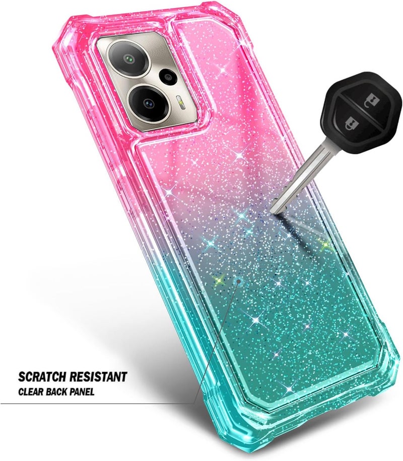 WDHD for Cricket Outlast 5G 2024 Case, AT&T Motivate Pro 5G with [Built-in Screen Protector], [9FT Military Grade Drop Tested] Full-Body Protective Shockproof Bumper Case (Glitter Pink/Aqua) - Image 5